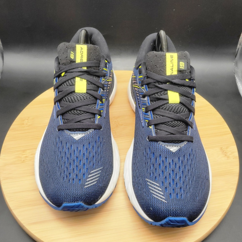 Brooks Adrenaline GTS 19 Mens Navy Blue Yellow Running Shoes 1102941D069 Size 9 - Picture 2 of 11